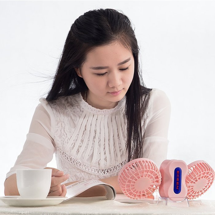 ECEEN Mini Personal Couples Fan Handheld Folding 350 Degree Rotating Dual Head Fan Portable Powered by Battery... N16