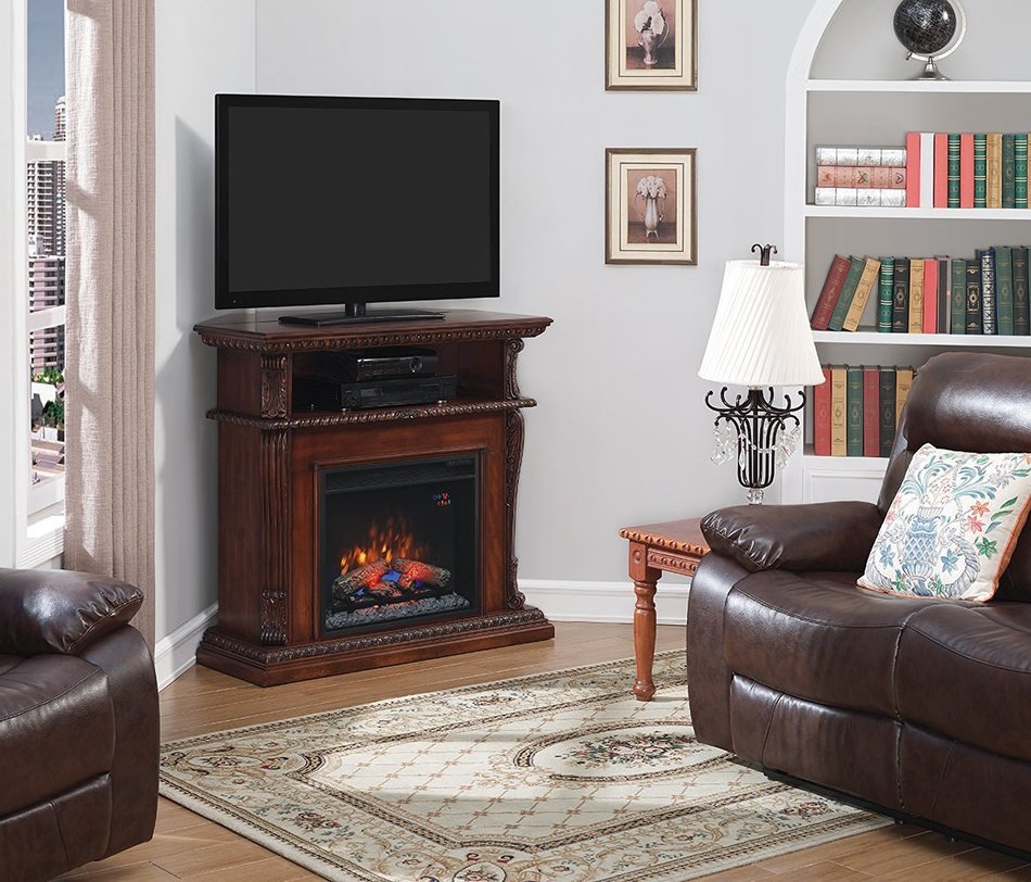 ClassicFlame 23DE1447-C233 Corinth Wall or Corner TV Stand for TVs up to 47", Vintage Cherry (Electric Fireplace...