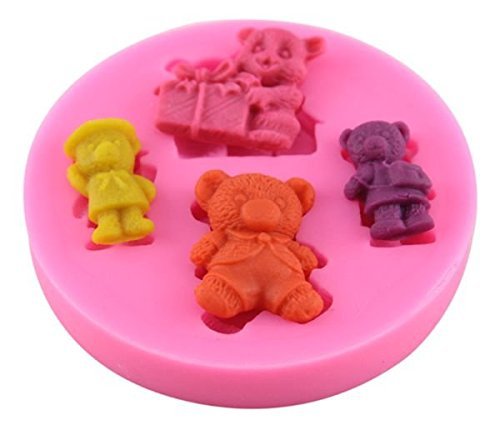 Teddy Bears 4 Cavity Silicone Mold, Candy, Fondant, Cake Decorating 10 Cavities