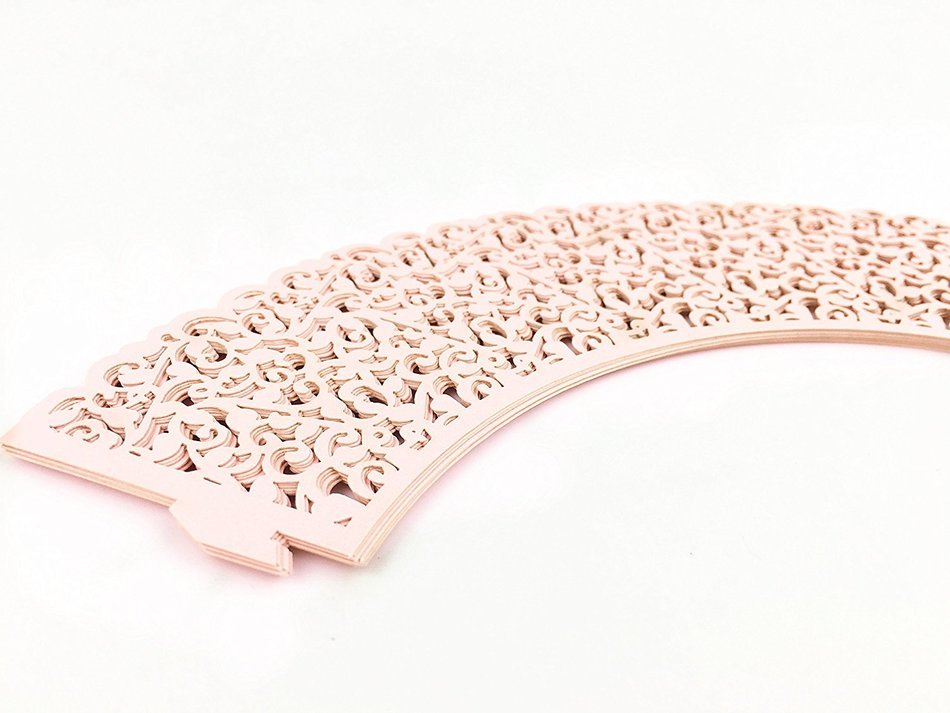 Yansanido 100 set pink Filigree Artistic Bake Little Vine Lace Laser Cut Cupcake Wrapper Cup Muffin Case Trays... N6