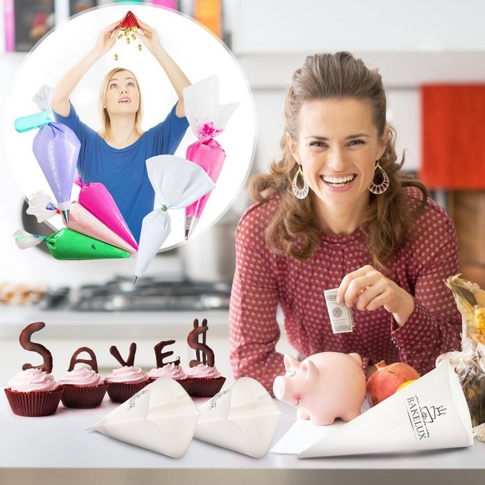 18-Inch Pastry Bags (3 Pack) - BakeLux Commercial Grade Reusable Cotton Icing Bags Set - Featherweight Piping... N2