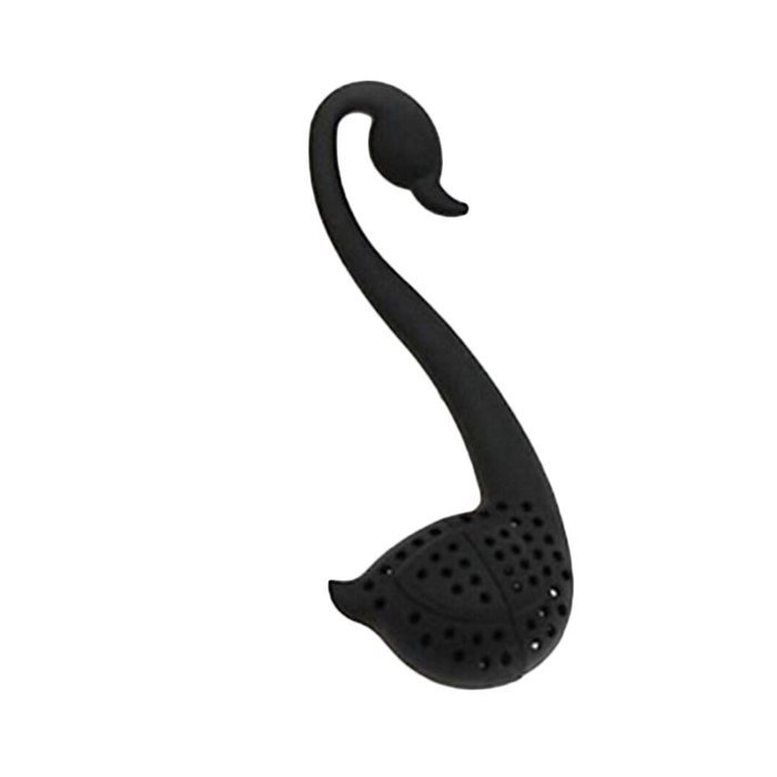 Topshop Lovely Colander Tea Herb Spice Strainer Infuser Teaspoon Filter Swan Spoon (Black)