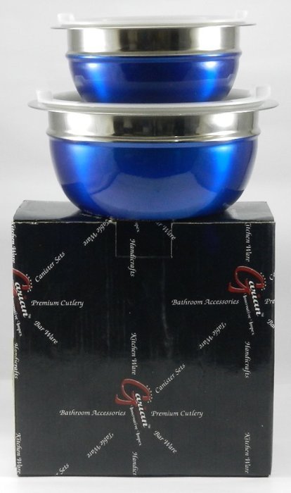 Stainless Steel 4-Piece Mixing/Storing Bowl Set with Lids (Blue)