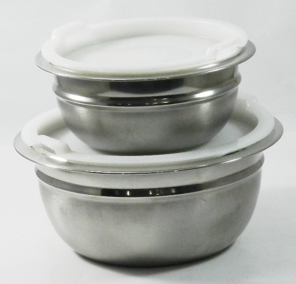 Stainless Steel 4-Piece Mixing/Storing Bowl Set with Lids (Blue) N3