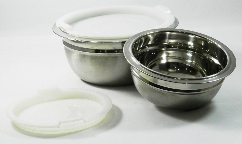 Stainless Steel 4-Piece Mixing/Storing Bowl Set with Lids (Blue) N4