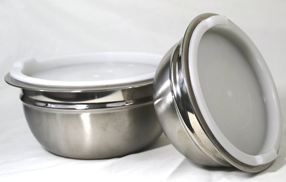 Stainless Steel 4-Piece Mixing/Storing Bowl Set with Lids (Blue) N5