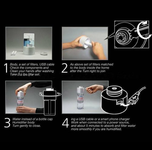 Sun-rain Usb Cute Mini Bottle Caps Humidifier Ultrasonic Air Mist for Bed Room.live Room.office Air Purify Color... N9