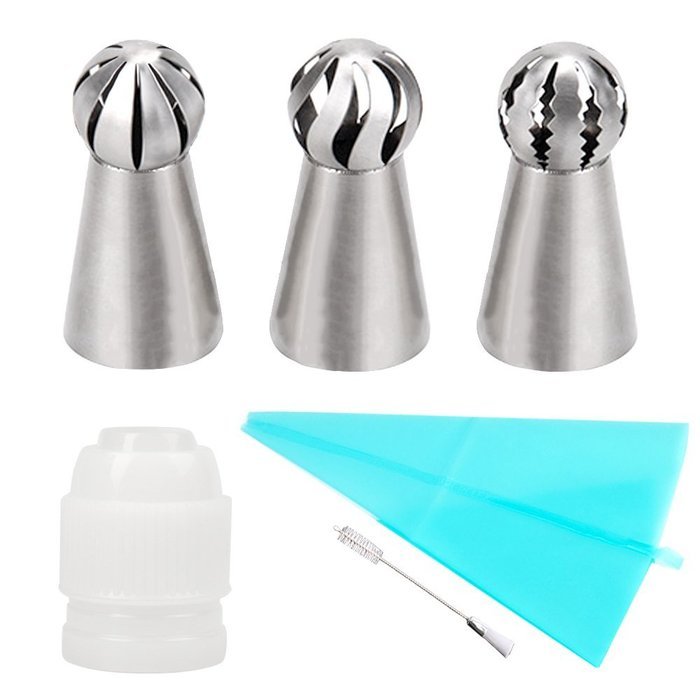 Russian Ball Tips, MCIRCO Cake Decorating Supplies 8-piece Stainless Steel Piping Tips Icing Tips Cookies Macaron...