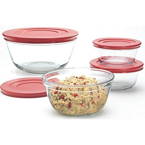 Anchor Hocking Mixing Bowl Set Red Lid 6Pc 92224