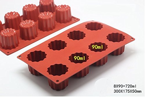Astra shop 18 Cavities Mini Non-Stick Silicone Mold, Cannele Bordelais Multi Cavity Baking Mold, Red