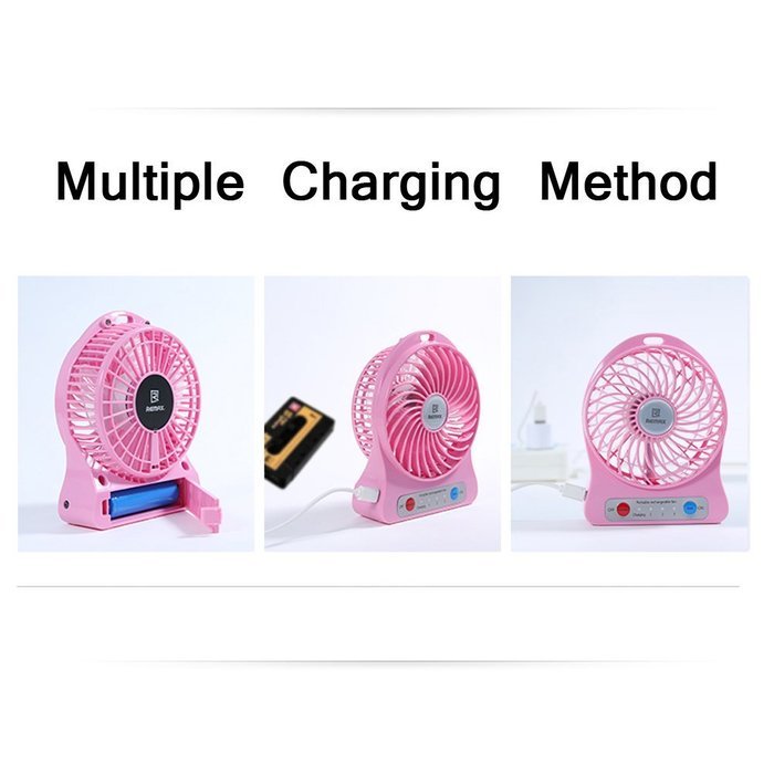 REMAX USB Fan Battery Rechargeable 2200mAh 18650 Mini Electric Fan 4.5h 4 Blades Clip on Desk Silent Blower N22