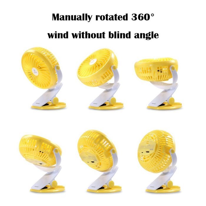 REMAX USB Fan Battery Rechargeable 2200mAh 18650 Mini Electric Fan 4.5h 4 Blades Clip on Desk Silent Blower N24
