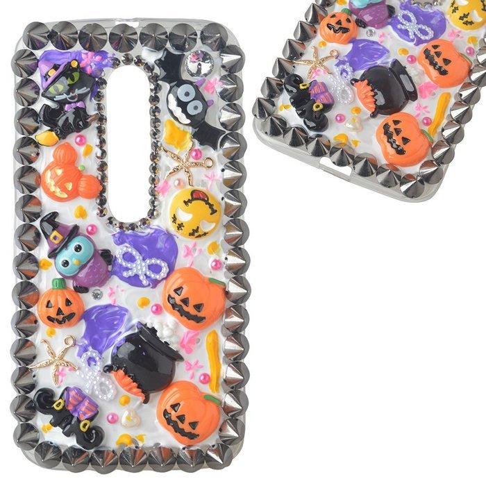 Halloween Theme Phone Case for Motorola Droid Turbo,Yaheeda 3D Handmade Rivets Pumpkin Demon Cartoon Design Clear... N17