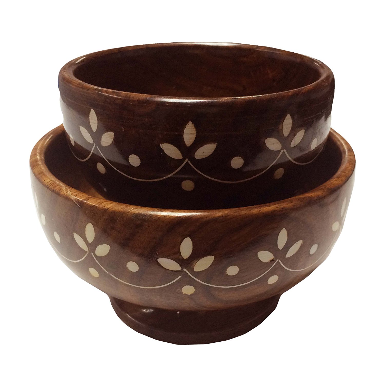 Wooden Bowl With Handicrafts (Sheesham wood) Set Of Two,vintage wooden