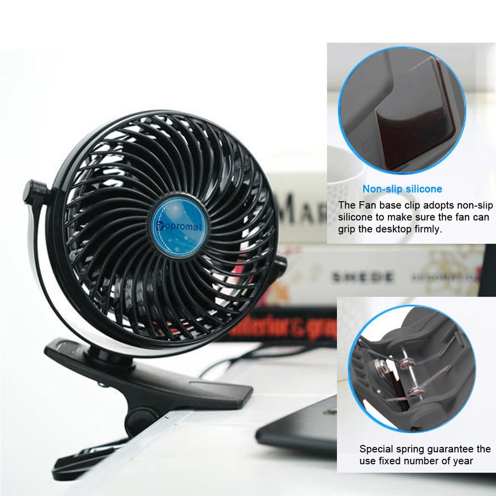 Bomwill 5-inch Clip-on Fan USB 360 Degree Tilt Adjustable Electric ...