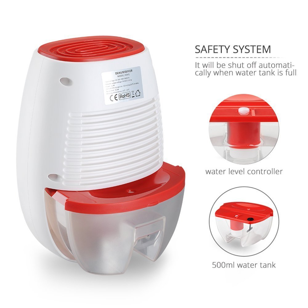 LOHOME® Electric Dehumidifier, Portable Mini Dehumidifier 500L Whisper Quiet Air Dryer Desiccant