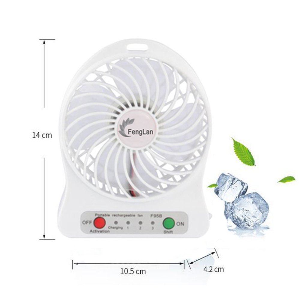 FengLan USB Portable Fan 3 Speeds Rechargeable Mini USB Fan Portable ...