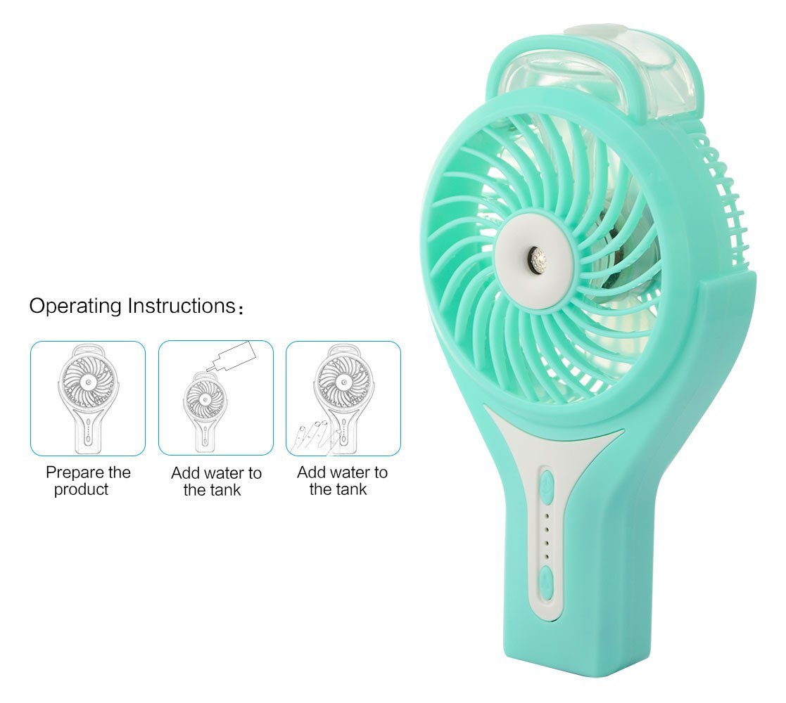 Topwell Handheld Mini USB Misting Fan Water Spray Fan Rechargeable ...