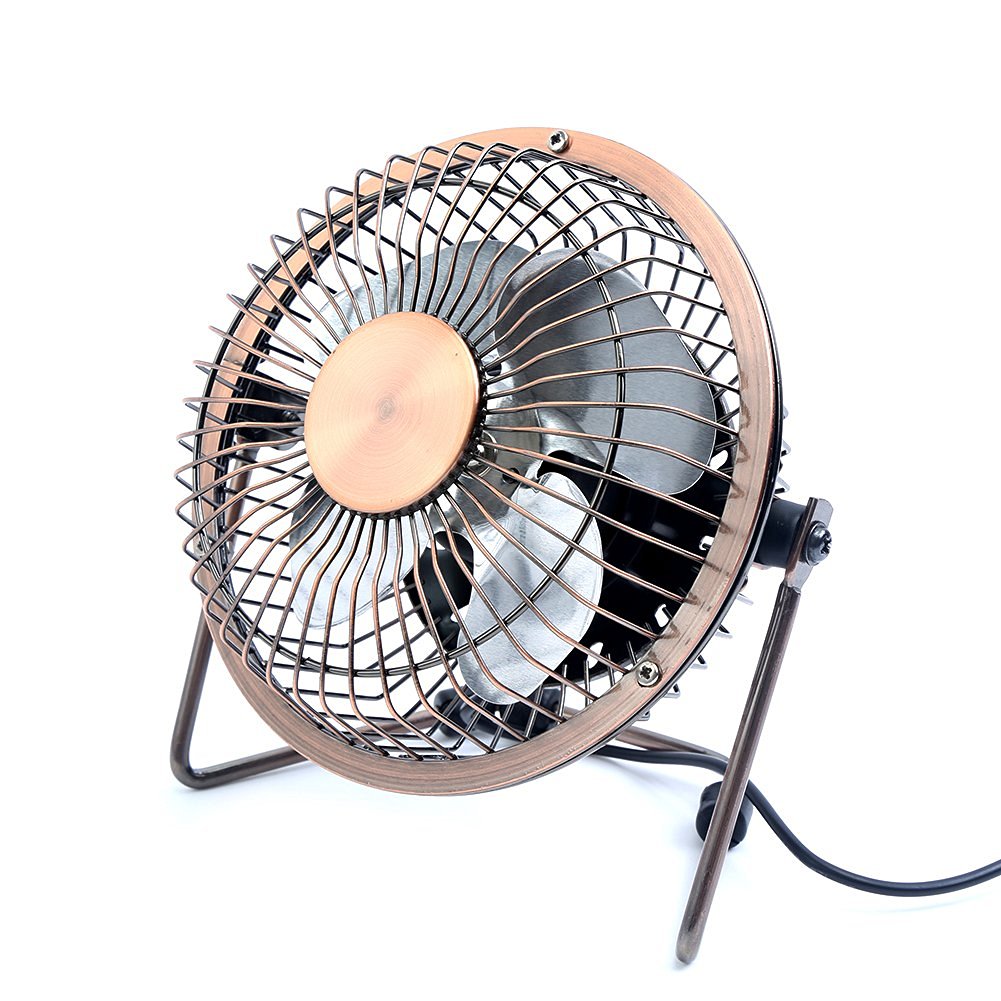 Honeyall Adjustable Usb Desk Fan - Metal Archaistic Fan - Mute Personal 