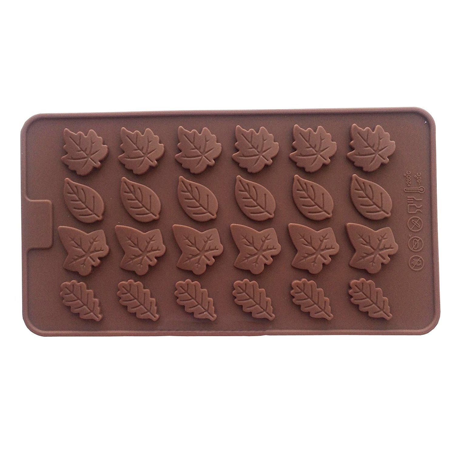 Funshowcase Assorted Leaf Shape Flat Thin Chocolate Candy Silicone Mold ...