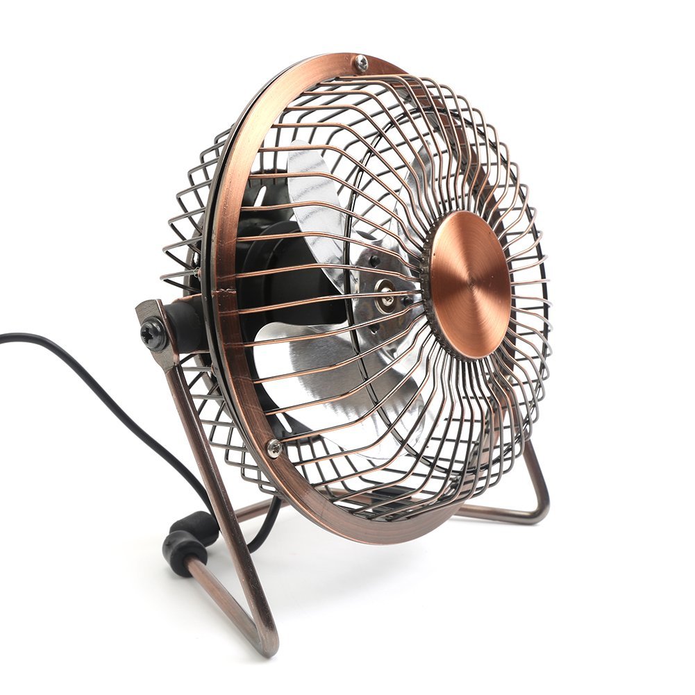 Honeyall Adjustable USB Desk Fan - Metal Archaistic Fan - Mute Personal ...