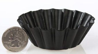 3" Primitive Black Metal Fluted Candle Pan Tart Mold Set of 10