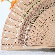 Weixinbuy Vintage Folding Bamboo Original Wooden Carved Hand Fan Wedding Party Pocket Fan N4