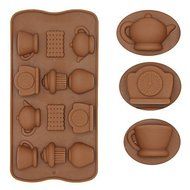 Y&amp;XL&amp;H 12 Holes Silicone Tea Cup Clock Teapot Cake Molds Ice Chocolate Decorating Mould DIY Kitchen Accessories