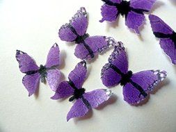 24 Purple Monarch BUTTERFLY Small Medium &amp; Large Edible Decorative Wafer Paper Butterflies &copy; Assorted Set Cake...