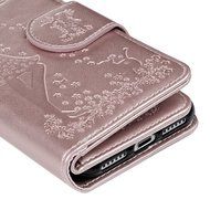 Badalink iPhone 7 Wallet Case (4.7&quot;) 9 Card Slots Plastic Mirror Flip Stand Case Embossed Flower Girl PU Leather... N21