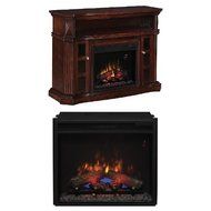 Complete Set Bellemead Media Mantel in Burnished Walnut with 23&quot; Spectrafire Plus Insert with Safer Plug