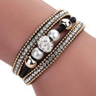 AutumnFall Women Bohemian Bracelet Woven Braided Handmade Wrap Cuff Magnetic Clasp (Black) N4