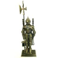 Middle Ages Knight Cast Iron Fireplace Tool Set ,Antique Brass N2