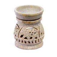 Artist Haat Handmade Elephant Design Carved Soapstone Aroma Diffuser (Beige, 10x7.62x7.62 cm Approx.) N4
