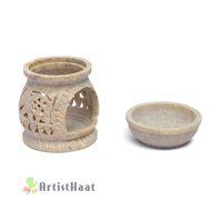 Artist Haat Handmade Elephant Design Carved Soapstone Aroma Diffuser (Beige, 10x7.62x7.62 cm Approx.) N5