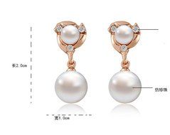 MENGDA Jewelry Set Gold Plated Pearl Pendant Necklace Dangle Earring Stud Set. (Pearl -3) N6