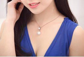 MENGDA Jewelry Set Gold Plated Pearl Pendant Necklace Dangle Earring Stud Set. (Pearl -3) N7