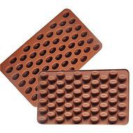 Sher 1 pc 55 Holes Coffee Bean Shape Chocolate Mold Silicone 3D Coffee Beans Chocolate Mold Non-Stick Cake Mold