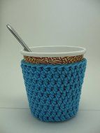 Handmade Crochet Ice Cream Pint Cozy in Bright Blue