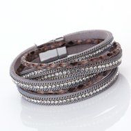 AutumnFall&reg; Women Bohemian Bracelet Woven Braided Handmade Wrap Cuff Magnetic Clasp (Gray) N8