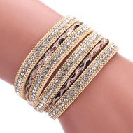 AutumnFall&reg; Women Bohemian Bracelet Woven Braided Handmade Wrap Cuff Magnetic Clasp (Gray) N9
