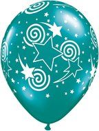 Pioneer Balloon Company 50 Count Swirling Star-A-Round Latex Balloon, 11", Assorted N4
