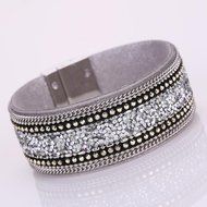 AutumnFall&reg; Women Bohemian Crystal Cowhide Bracelets Wrist Chains (Gray) N2