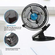 Bomwill 5-inch Clip-on Fan USB 360 Degree Tilt Adjustable Electric Personal Air-Circulator Clip fan for Desk/table... N16