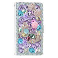 KAKA(TM) Fashion Phone Cover 3D Handmade Irregularity Bling Colorful Crystal Design PU Leather Wallet Case Flower... N6