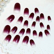 EVTECH(TM) 24 Pcs Nail Decals French Artificial Full Cover False Nails Round Head Nail Art Tips Fashion Style... N18