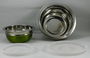 Stainless Steel 4-Piece Mixing/Storing Bowl Set with Lids (Blue) N6