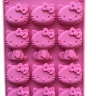 Witkey 15 Cavity Cute Cat Shape Non Stick Silicone Molds Fondant Chocolate Molds Candy Molds Baking Cookie Moulds...