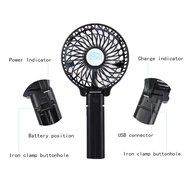 Portable USB Mini Battery Fans with Umbrella Hanging and Metal Clip(Black) N5