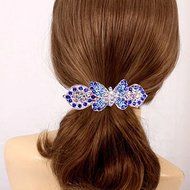 KAKA(TM) Women Girl Korean Stylish Rhinestone Four Petals Flower Pattern Rhinestone Hair Spring Clip Hairpin Sweet... N13